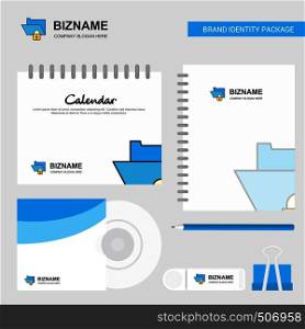 Locked folder Logo, Calendar Template, CD Cover, Diary and USB Brand Stationary Package Design Vector Template