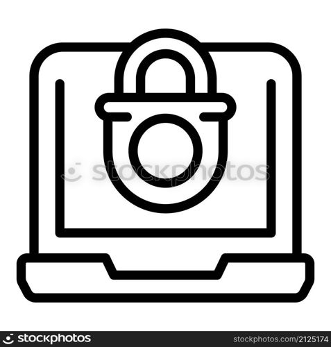 Locked laptop icon outline vector. Cyber money. System identity. Locked laptop icon outline vector. Cyber money