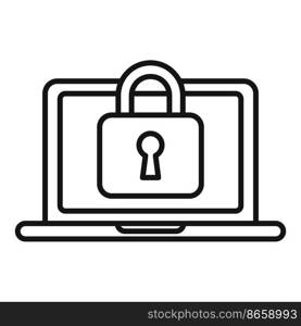 Locked laptop icon outline vector. Data protect. Computer safe. Locked laptop icon outline vector. Data protect