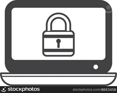 locked laptop illustration in minimal style isolated on background
