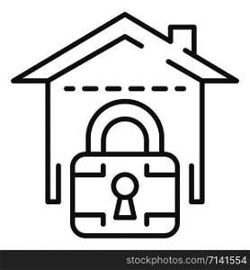 Locked smart house icon. Outline locked smart house vector icon for web design isolated on white background. Locked smart house icon, outline style
