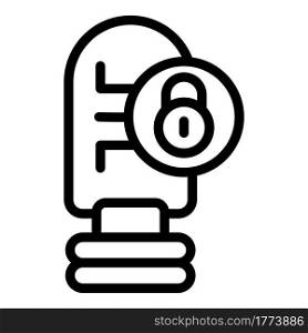 Locked smart lightbulb icon. Outline Locked smart lightbulb vector icon for web design isolated on white background. Locked smart lightbulb icon, outline style