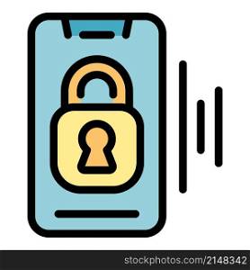 Locked smartphone icon. Outline locked smartphone vector icon color flat isolated. Locked smartphone icon color outline vector