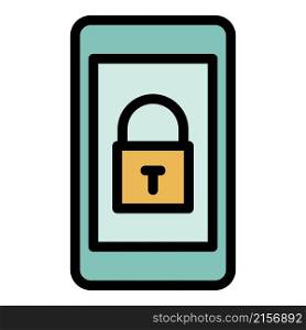Locked smartphone icon. Outline locked smartphone vector icon color flat isolated. Locked smartphone icon color outline vector