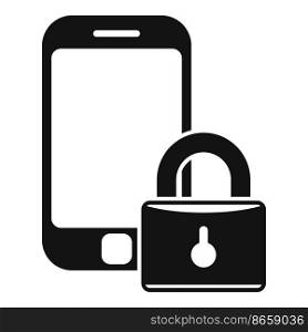 Locked smartphone icon simple vector. Data privacy. Secure policy. Locked smartphone icon simple vector. Data privacy