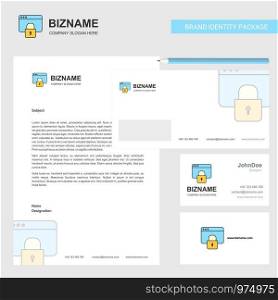 Locked website Business Letterhead, Envelope and visiting Card Design vector template