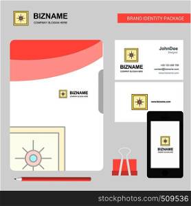 Locker Business Logo, File Cover Visiting Card and Mobile App Design. Vector Illustration