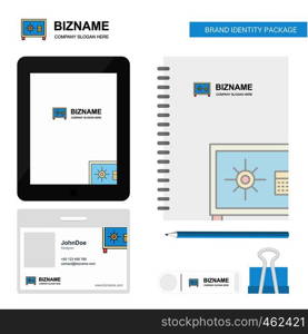 Locker Business Logo, Tab App, Diary PVC Employee Card and USB Brand Stationary Package Design Vector Template