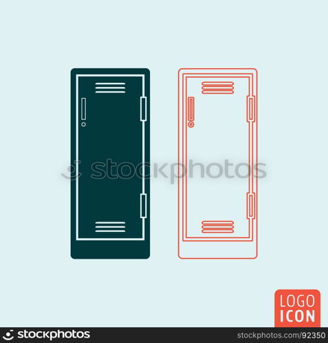 Locker icon isolated. Storage compartment or school lockers symbol. Vector illustration.. Locker icon isolated