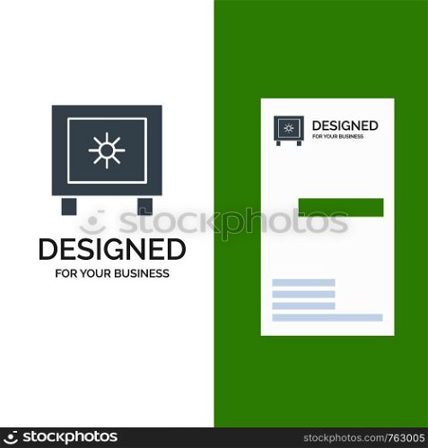 Locker, Lock, Global, Logistic Grey Logo Design and Business Card Template