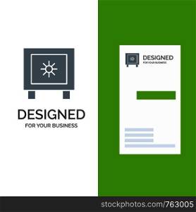 Locker, Lock, Global, Logistic Grey Logo Design and Business Card Template
