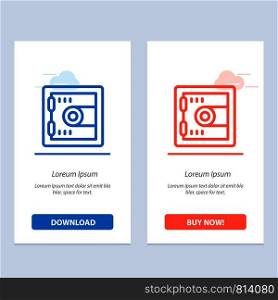 Locker, Lock, Motivation Blue and Red Download and Buy Now web Widget Card Template