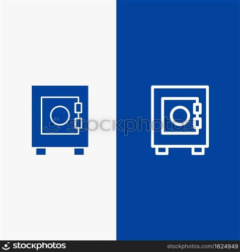 Locker, Lock, User Line and Glyph Solid icon Blue banner Line and Glyph Solid icon Blue banner