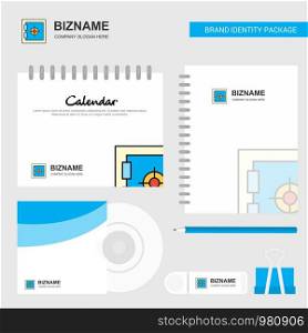 Locker Logo, Calendar Template, CD Cover, Diary and USB Brand Stationary Package Design Vector Template