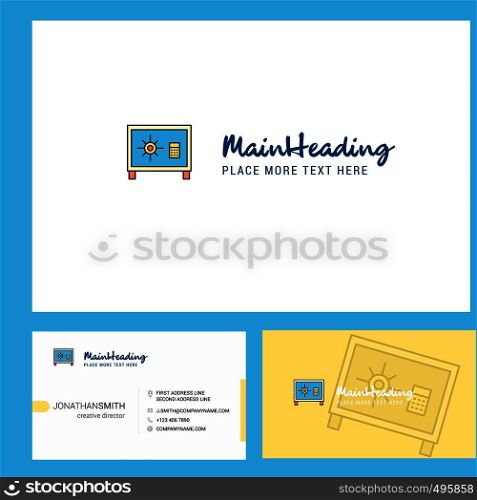 Locker Logo design with Tagline & Front and Back Busienss Card Template. Vector Creative Design