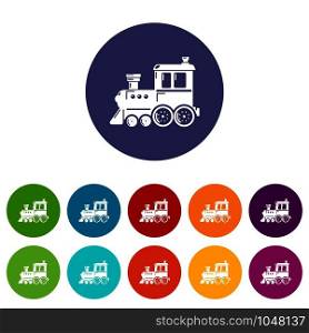 Locomotive icons color set vector for any web design on white background. Locomotive icons set vector color