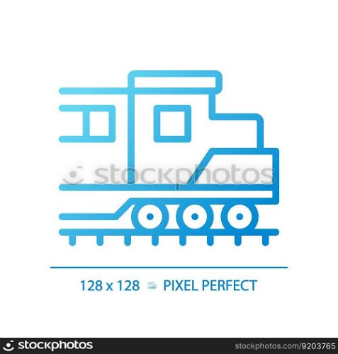 Locomotive pixel perfect gradient linear vector icon. Diesel engine. Freight train. Rail transport vehicle. Power car. Thin line color symbol. Modern style pictogram. Vector isolated outline drawing. Locomotive pixel perfect gradient linear vector icon