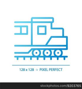 Locomotive pixel perfect gradient linear vector icon. Diesel engine. Freight train. Rail transport vehicle. Power car. Thin line color symbol. Modern style pictogram. Vector isolated outline drawing. Locomotive pixel perfect gradient linear vector icon