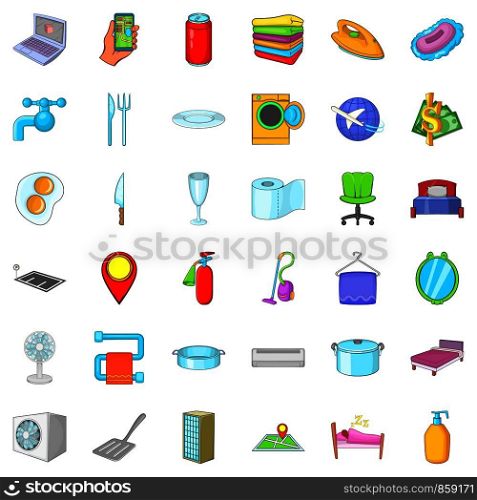 Lodger icons set. Cartoon style of 36 lodger vector icons for web isolated on white background. Lodger icons set, cartoon style