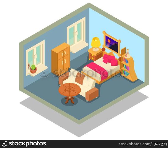 Lodging concept banner. Isometric banner of lodging vector concept for web, giftcard and postcard. Lodging concept banner, isometric style