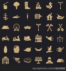 Log icons set. Simple style of 36 log vector icons for web for any design. Log icons set, simple style