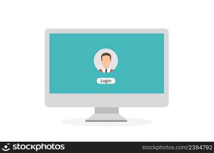 Log in account on the laptop. Hands on the laptop. Laptop with password notification. Vector Illustration.. Log in account on the laptop. Hands on the laptop. Laptop with password notification. Vector
