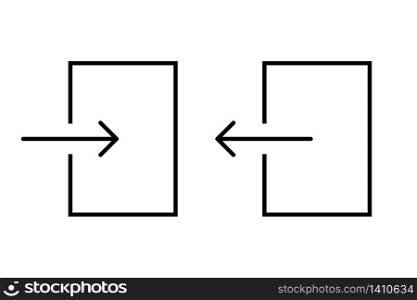 Log in and log out arrows set in square template. Isolated illustration of login and logout from account. Square frame of profile enter or exit. Login sign icon. Vector EPS 10