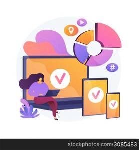 Log in into several devices. Responsive app design. Wifi zone for gadgets. Online communication, social networking, web connection. Initialize sign up. Vector isolated concept metaphor illustration.. Log in into several devices vector concept metaphor