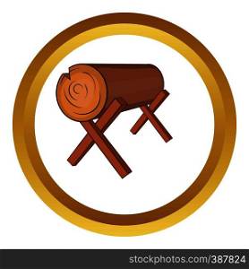 Log stand vector icon in golden circle, cartoon style isolated on white background. Log stand vector icon