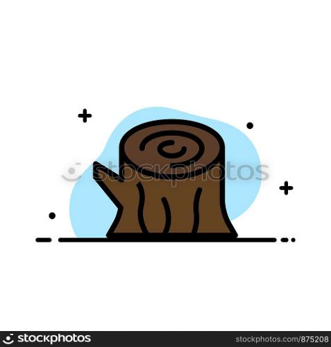 Log, Wood, Wooden, Spring Business Flat Line Filled Icon Vector Banner Template