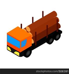 Logging truck icon in isometric 3d style isolated on white background . Logging truck icon, isometric 3d style