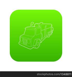 Logging truck logs icon green vector isolated on white background. Logging truck logs icon green vector