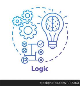 Logic blue gradient concept icon. Thinking process thin line illustration. Rational solutions, ideas. Situation analysis. Strategy, algorithm. Solving problems. Vector isolated outline drawing