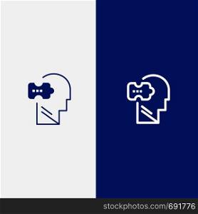 Logic, Mind, Problem, Solving Line and Glyph Solid icon Blue banner Line and Glyph Solid icon Blue banner