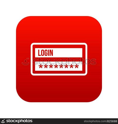 Login and password icon digital red for any design isolated on white vector illustration. Login and password icon digital red