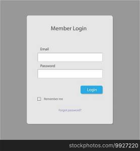 Login form page template isolated . Template for your design. Login form page template