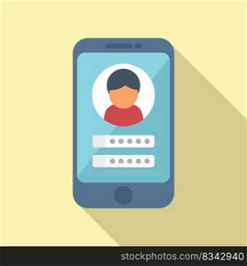 Login profile phone icon flat vector. Smartphone app. Home cell. Login profile phone icon flat vector. Smartphone app