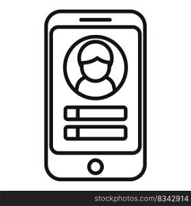 Login profile phone icon outline vector. Smartphone app. Home cell. Login profile phone icon outline vector. Smartphone app