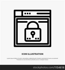 Login, Secure, Web, Layout, Password, Lock Line Icon Vector