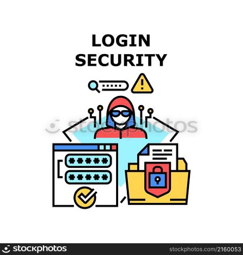 Login security password. web computer. internet access. online safe. technology digital data vector concept color illustration. Login security icon vector illustration