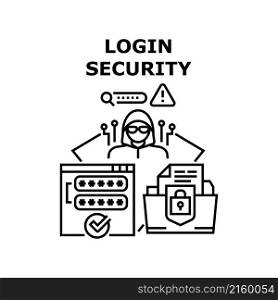 Login security password. web computer. internet access. online safe. technology digital data vector concept black illustration. Login security icon vector illustration
