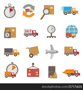 Logistic chain shipping freight service supply delivery icons set isolated vector illustration