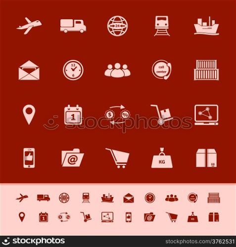 Logistic color icons on red background, stock vector