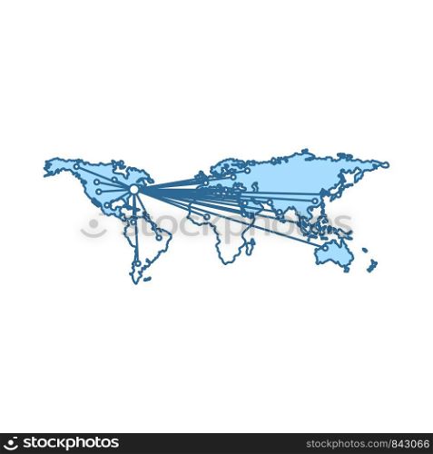 Logistic Concept Icon. Thin Line With Blue Fill Design. Vector Illustration.