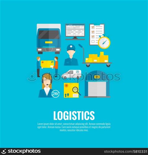 Logistic concept with flat delivery and transport system icons set vector illustration. Logistic Icons Flat