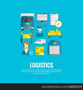 Logistic concept with flat delivery and transport system icons set vector illustration. Logistic Icons Flat