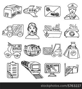 Logistic delivery transportation cargo container sketch decorative icons set isolated vector illustration. Logistic Icons Set