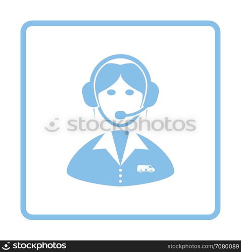 Logistic dispatcher consultant icon. Blue frame design. Vector illustration.