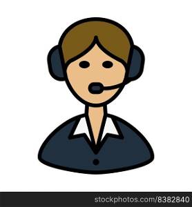 Logistic Dispatcher Consultant Icon. Editable Bold Outline With Color Fill Design. Vector Illustration.