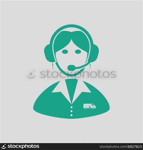 Logistic dispatcher consultant icon. Gray background with green. Vector illustration.